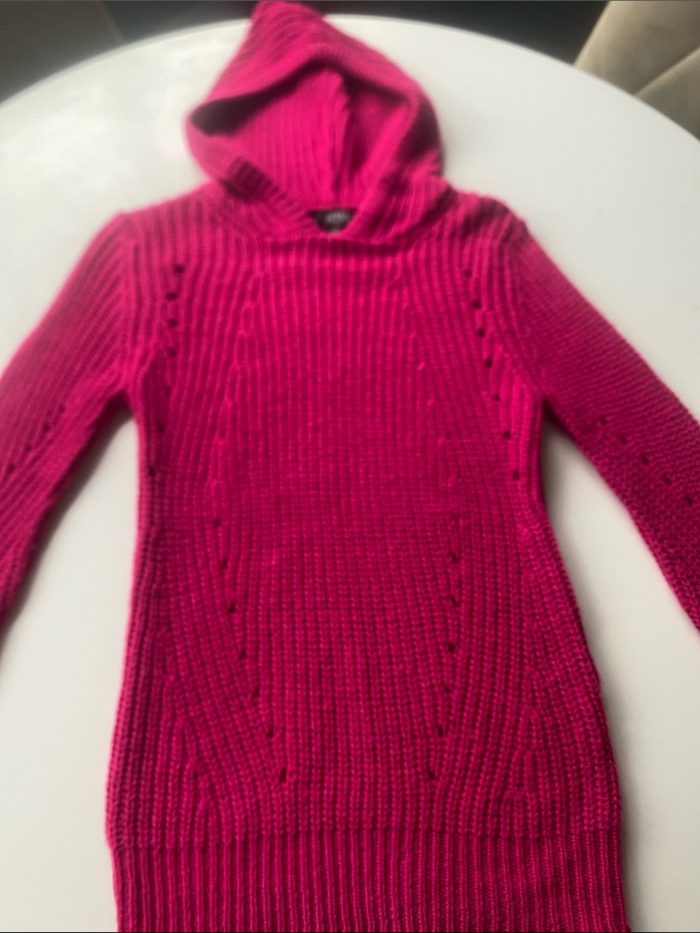 Jones New York Girls' Hooded Knit Sweater in Bright Fuchsia